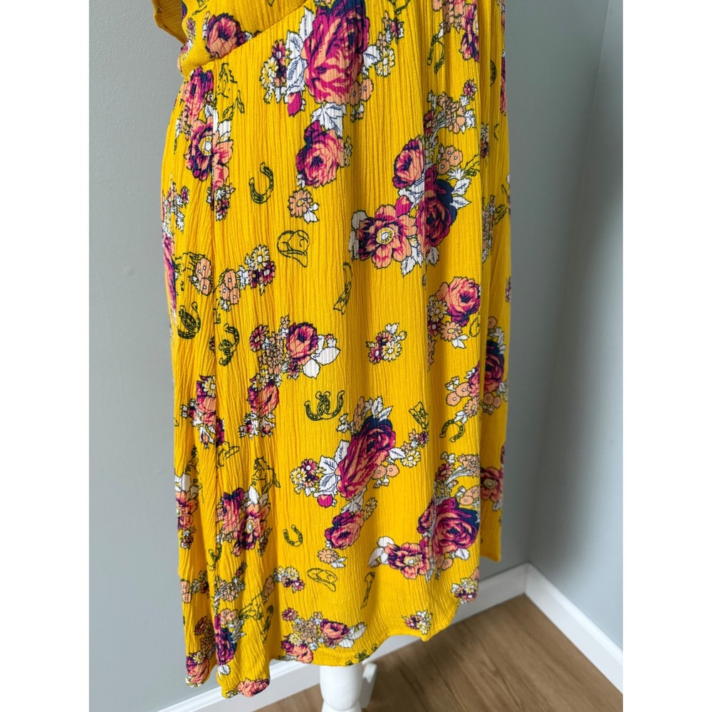 ModCloth Downhome Darling Yellow Western Cowboy Rodeo Dress w/ Slip Size Large - Picture 12 of 13